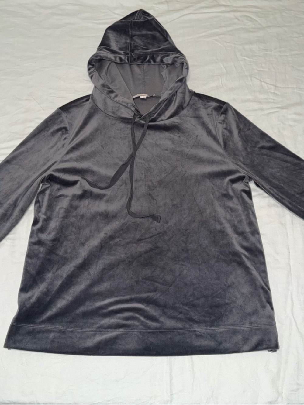 Lou & Grey LOFT Velour Hoodie Gray M Women’s Soft Lounge Pullover